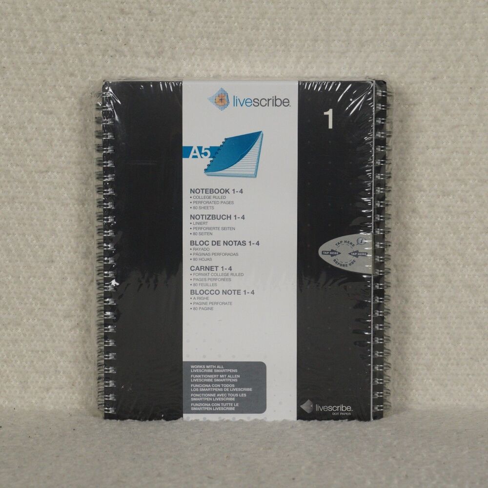 Livescribe A5 Spiral Ruled Notebooks Volume# 1-4 80 Sheets Per Notebook Sealed